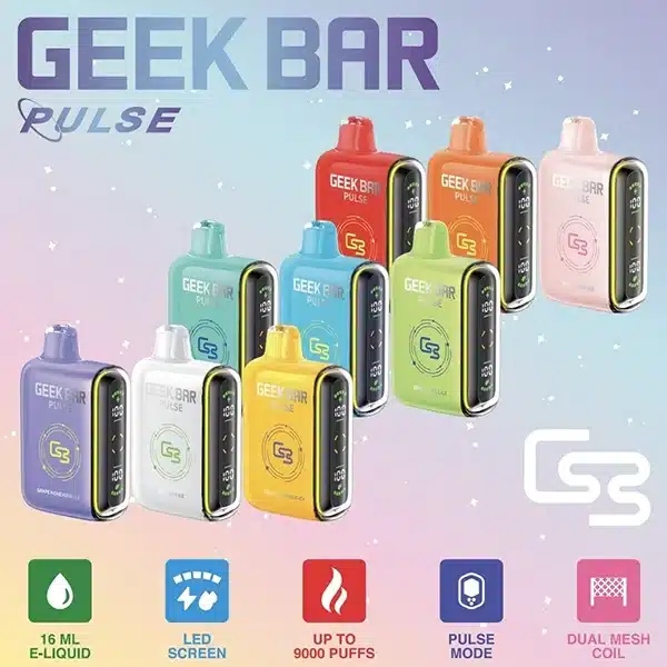 拋棄式電子煙Geek Bar Pulse 15000口 大容量 雙模式調整 智慧螢幕顯示 電子菸線上購買
